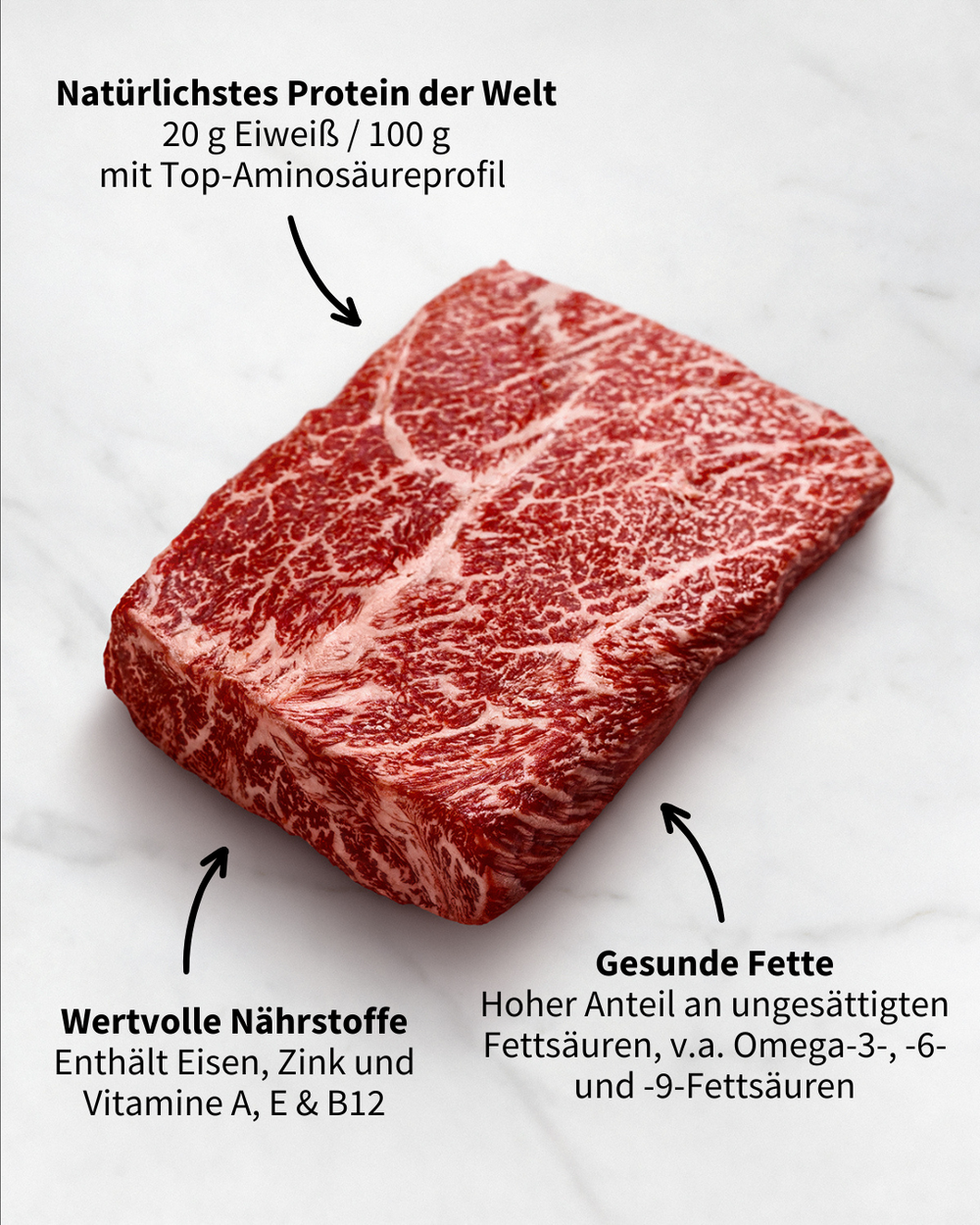 Wagyu Flat Iron mit viel Eisen, Zink und Vitaminen